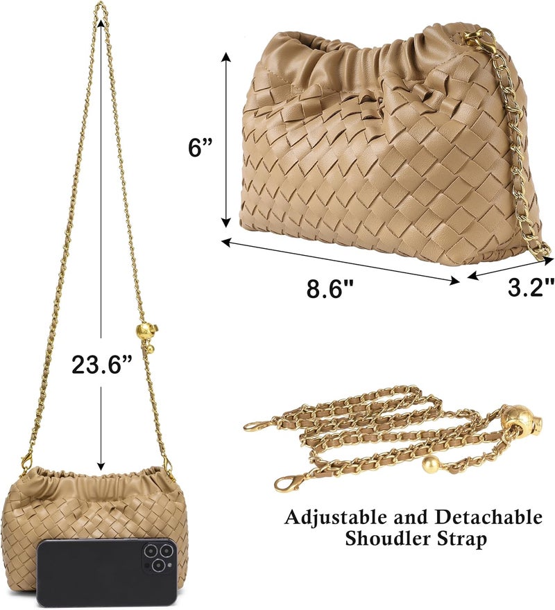 Joryin Woven Women's Crossbody Bag & Evening Purse, Trendy Dumpling Clutch & Hobo Cloud Shoulder Bag Trendy Dumpling Clutch - Image 5